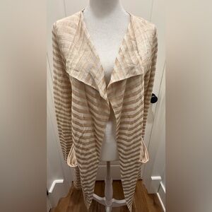 Emporio Armani. Beige Striped Open Cardigan. Size 6.